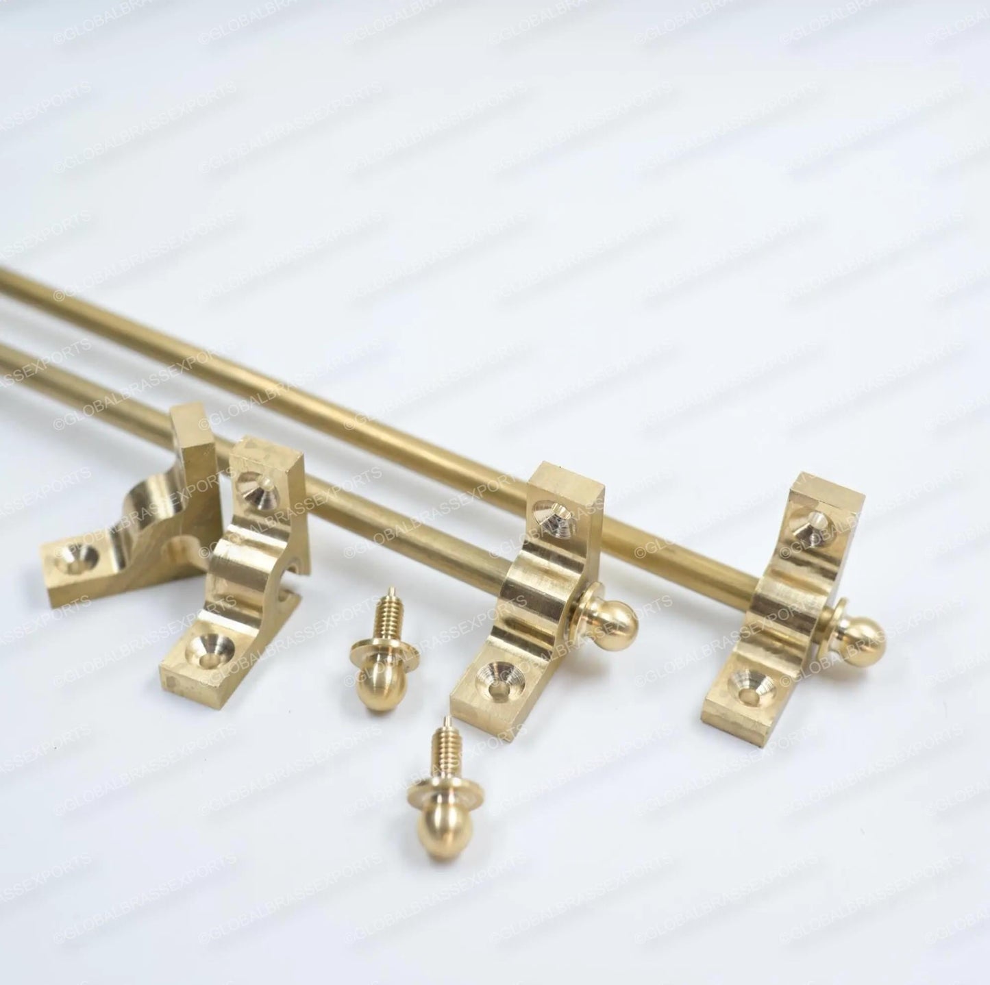 Brass Stair Rods Unlacquered Raw Finish, Carpet Runner Hardware Set