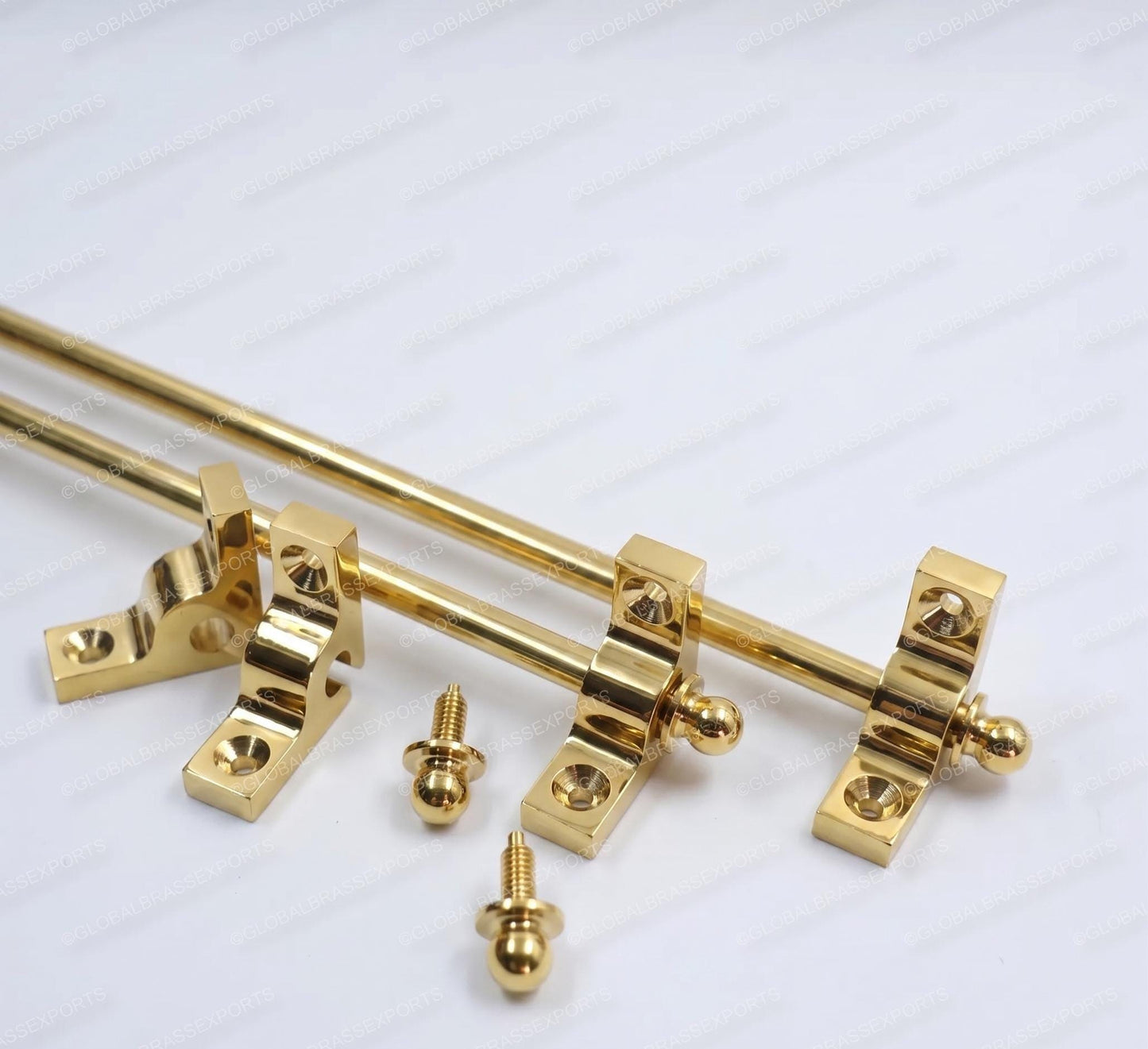 Brass Stair Rods Unlacquered POLISHED Finish, Carpet Runner Hardware Set