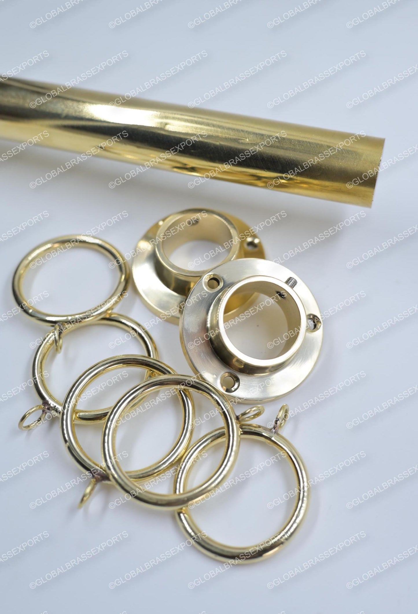 Unlacquered Brass Shower Rod: Wall Mount Bathroom