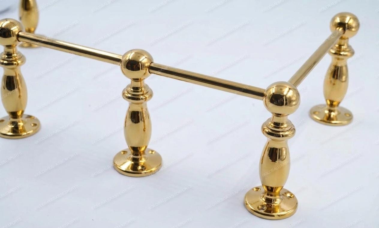 LACQURED /UNLACQURED Solid Brass Gallery Rail – Polished Tipping Shelf Hardware