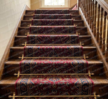 Brass Stair Rods Unlacquered Raw Finish, Carpet Runner Hardware Set