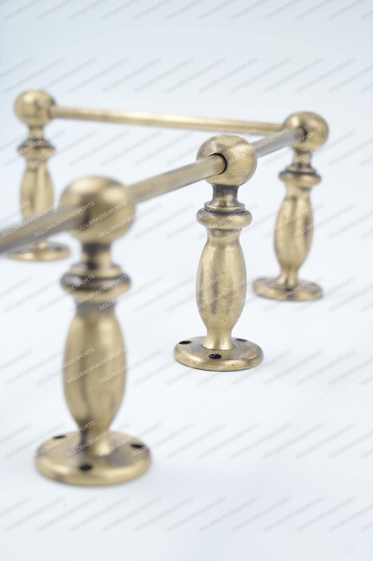Brass Gallery Rail - Tipping Rail for Shelves - Brushed Antique Finish.