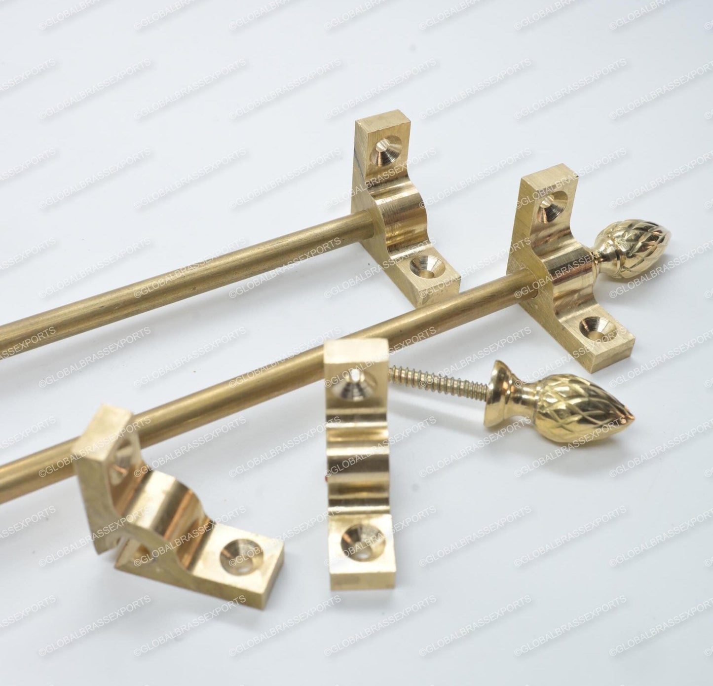 Brass Stair Rods Unlacquered Raw Finish, Carpet Runner Hardware Set
