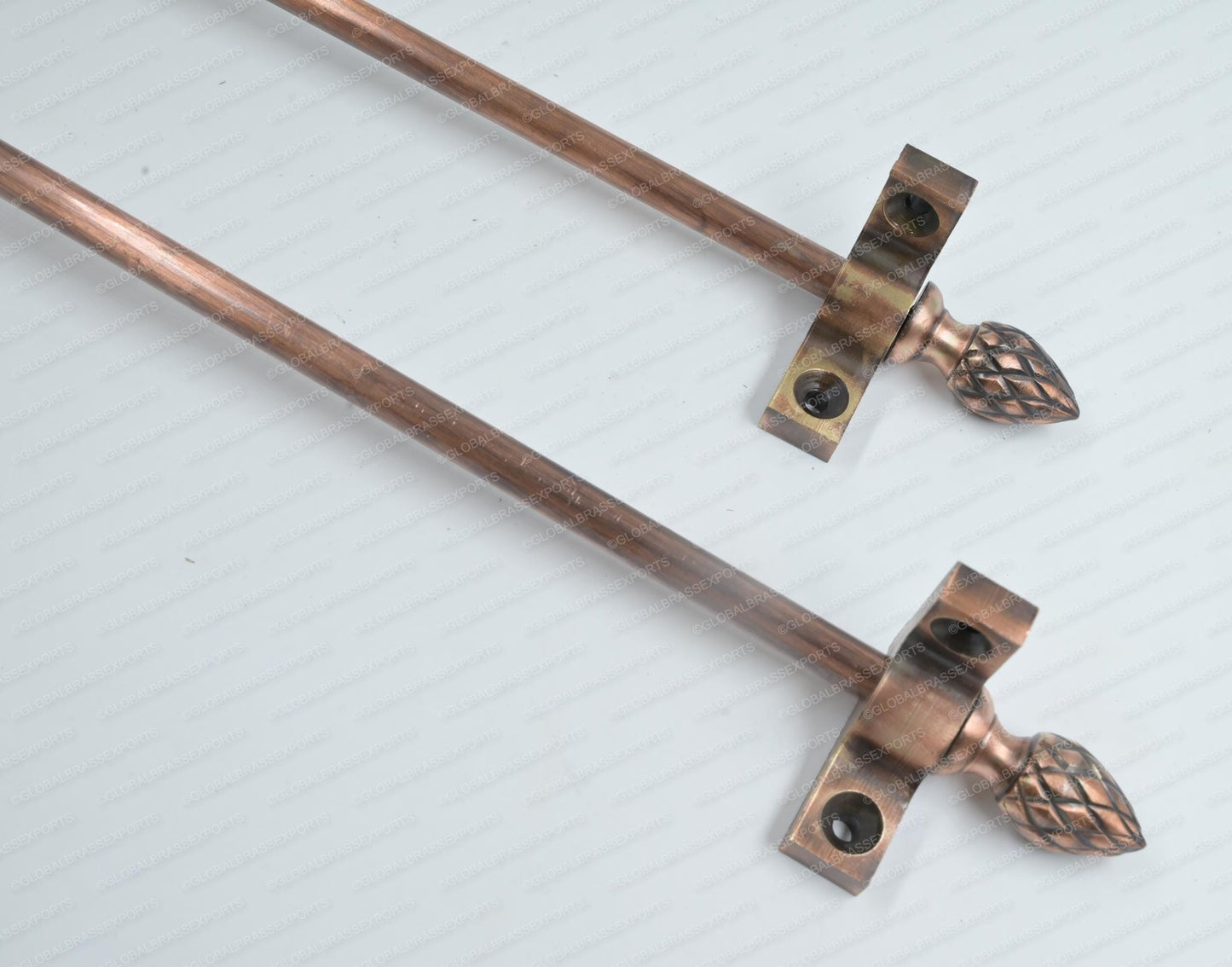 Brass Stair Rods Copper Antique Finish, Carpet Runner Hardware Set, Custom Size Solid Brass Rods, 8mm Thickness, Includes Finial Options