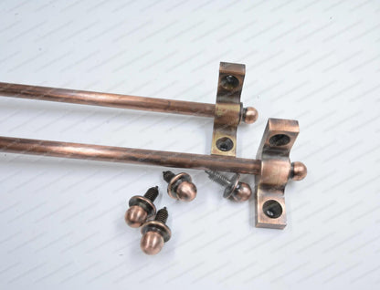 Brass Stair Rods Copper Antique Finish, Carpet Runner Hardware Set, Custom Length Solid Brass, , Includes Rod End Brackets, Made to Measure