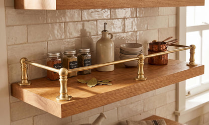 Unlacquered I LAcqured Brass Gallery Rail Tipping Rail for Shelves | Matte Brushed Finish | Solid Brass Shelf Support Bar |