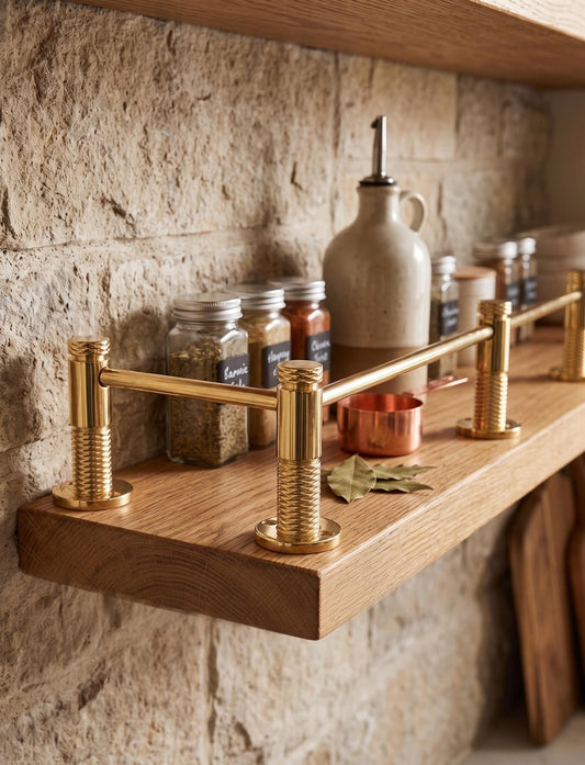 Unlacquered/ Lacqured Brass Gallery Rail - Tipping Rail for Shelves - BRASS Polished Finish.