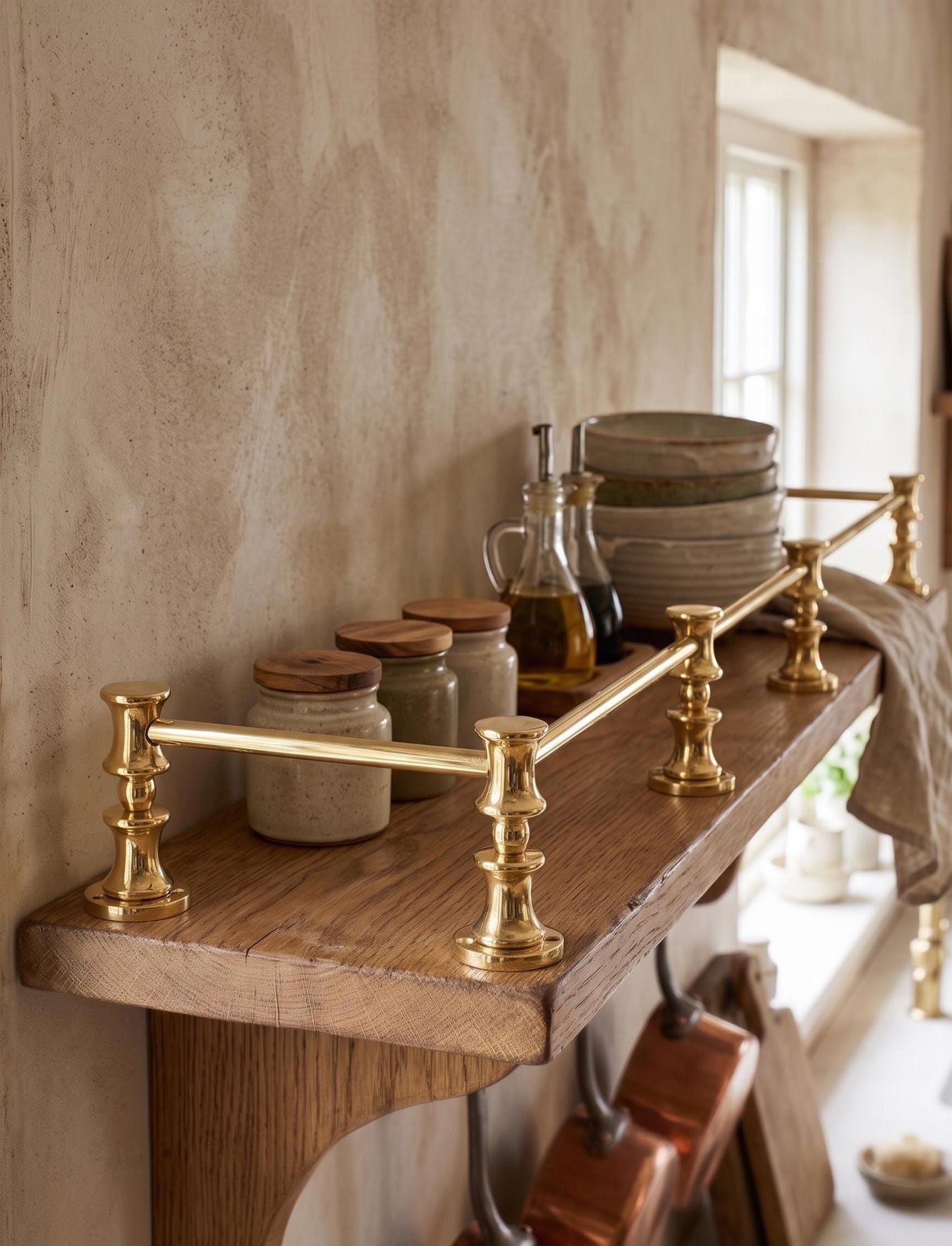 Unlacquered/ Lacqured Brass Gallery Rail - Tipping Rail for Shelves - POLISHED Finish.