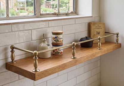 Brass Gallery Rail Tipping Rail for Shelves | Brushed Antique Finish | Adjustable Contemporary Fixture | Architectural Patina